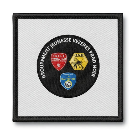 Patch brodé GROUPEMENT JEUNESSE VÉZÈRE PÉRIGORD NOIR Football logo