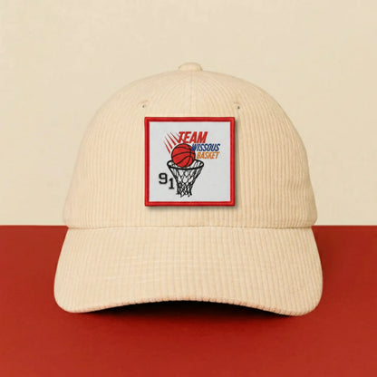Détail broderie patch Team Wissous Basket