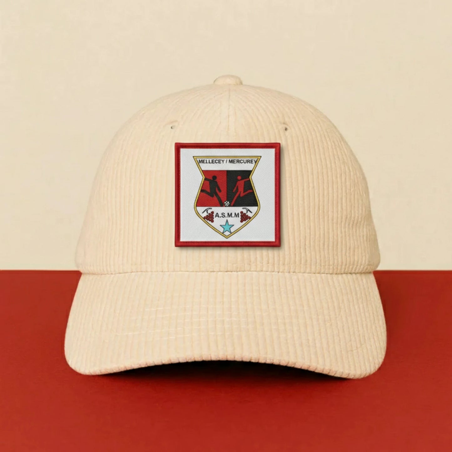 Patch A. S. MELLECEY MERCUREY sur casquette à velcro PPATCH
