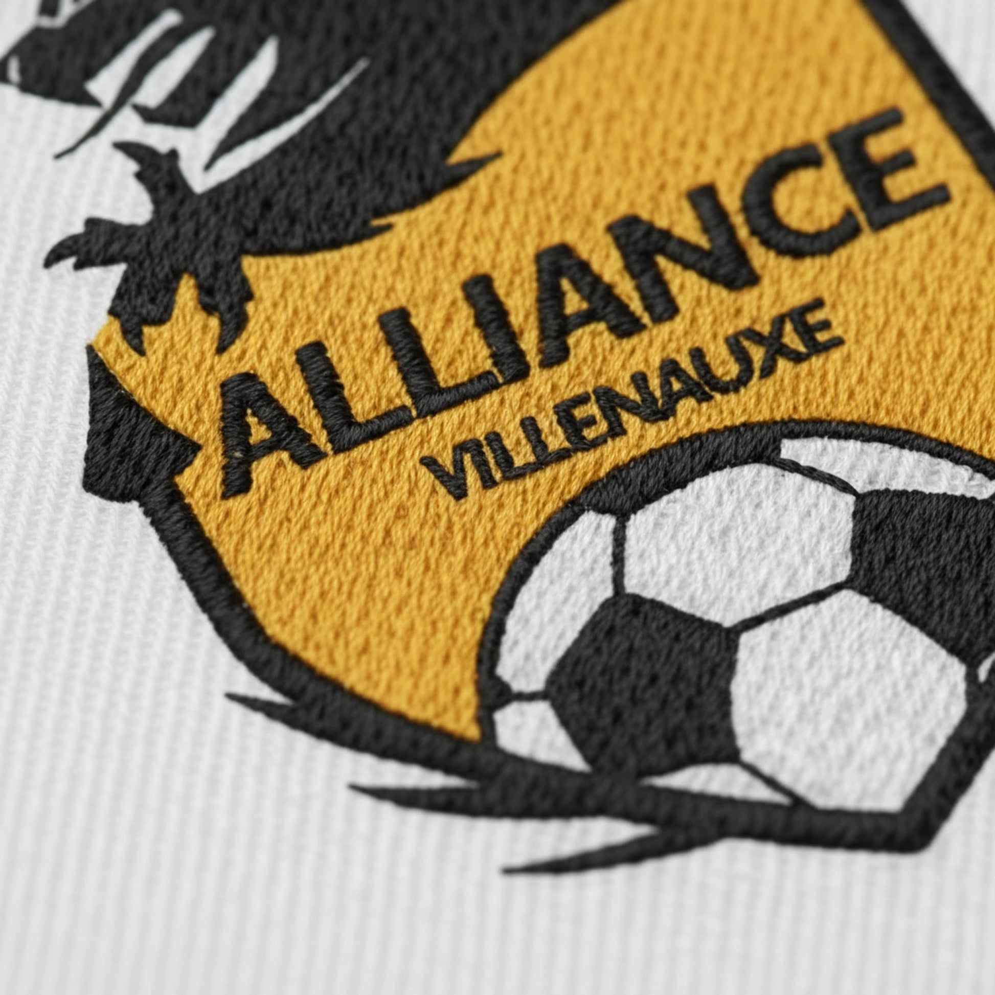 Détail broderie patch ALLIANCE FOOTBALL DE VILLENAUXE