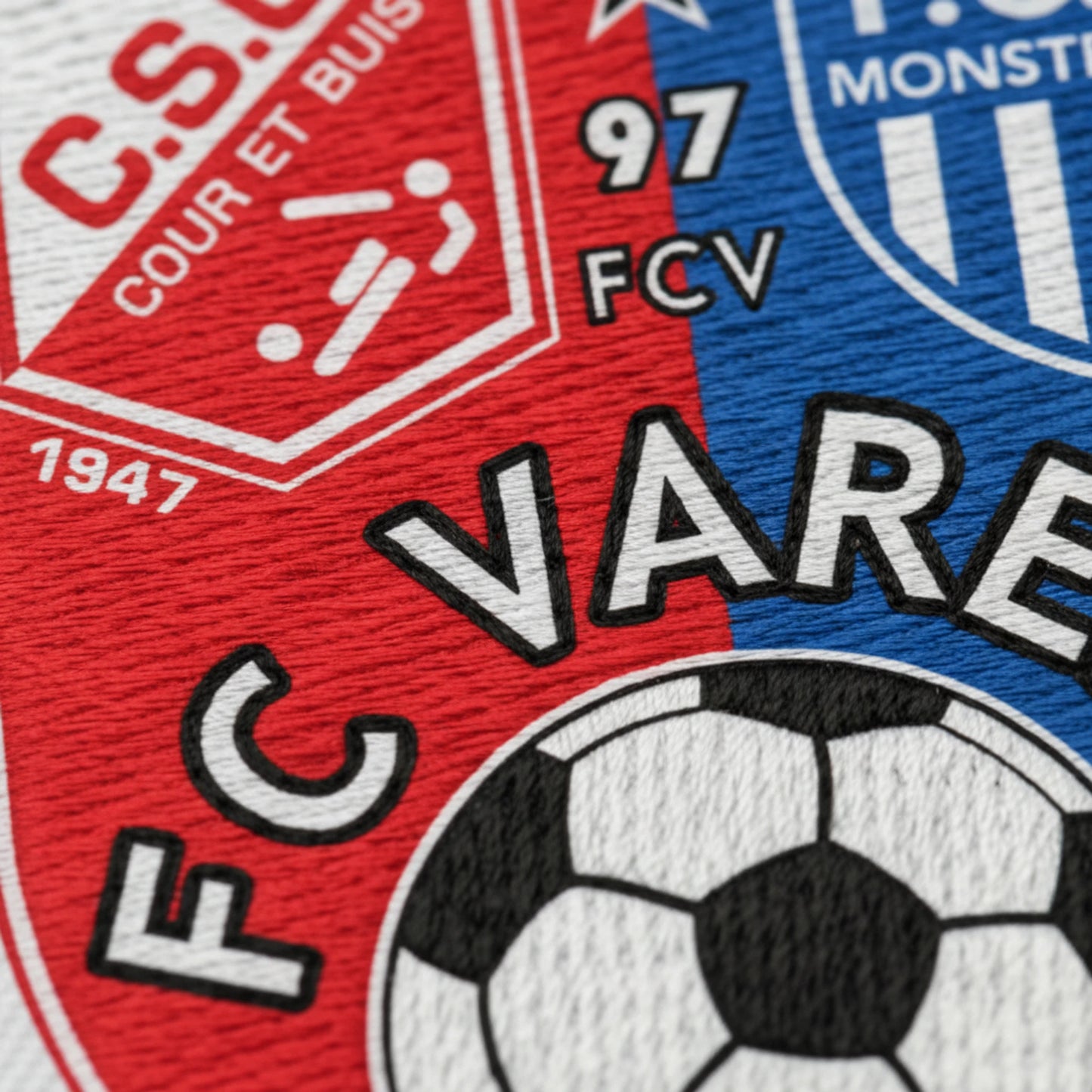 Détail broderie patch FC Vareze