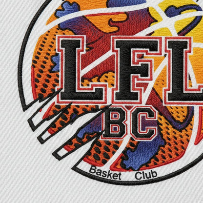 Détail broderie patch Le Folgoet Basket Club
