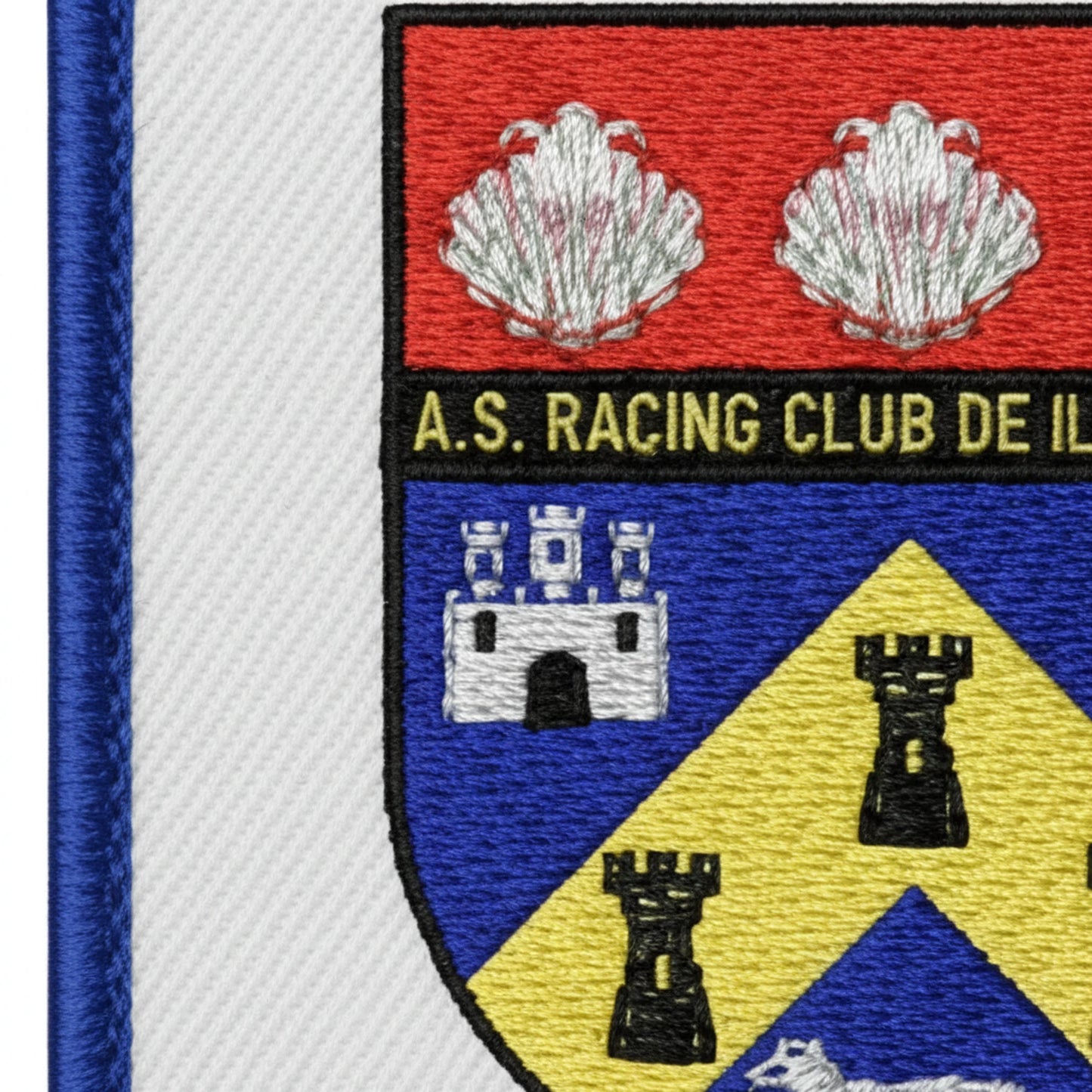 Détail broderie patch A. S. RACING CLUB DE LORMAISON