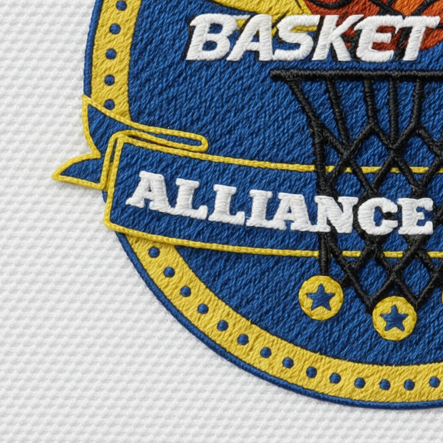 Détail broderie patch Alliance Dreux Basket