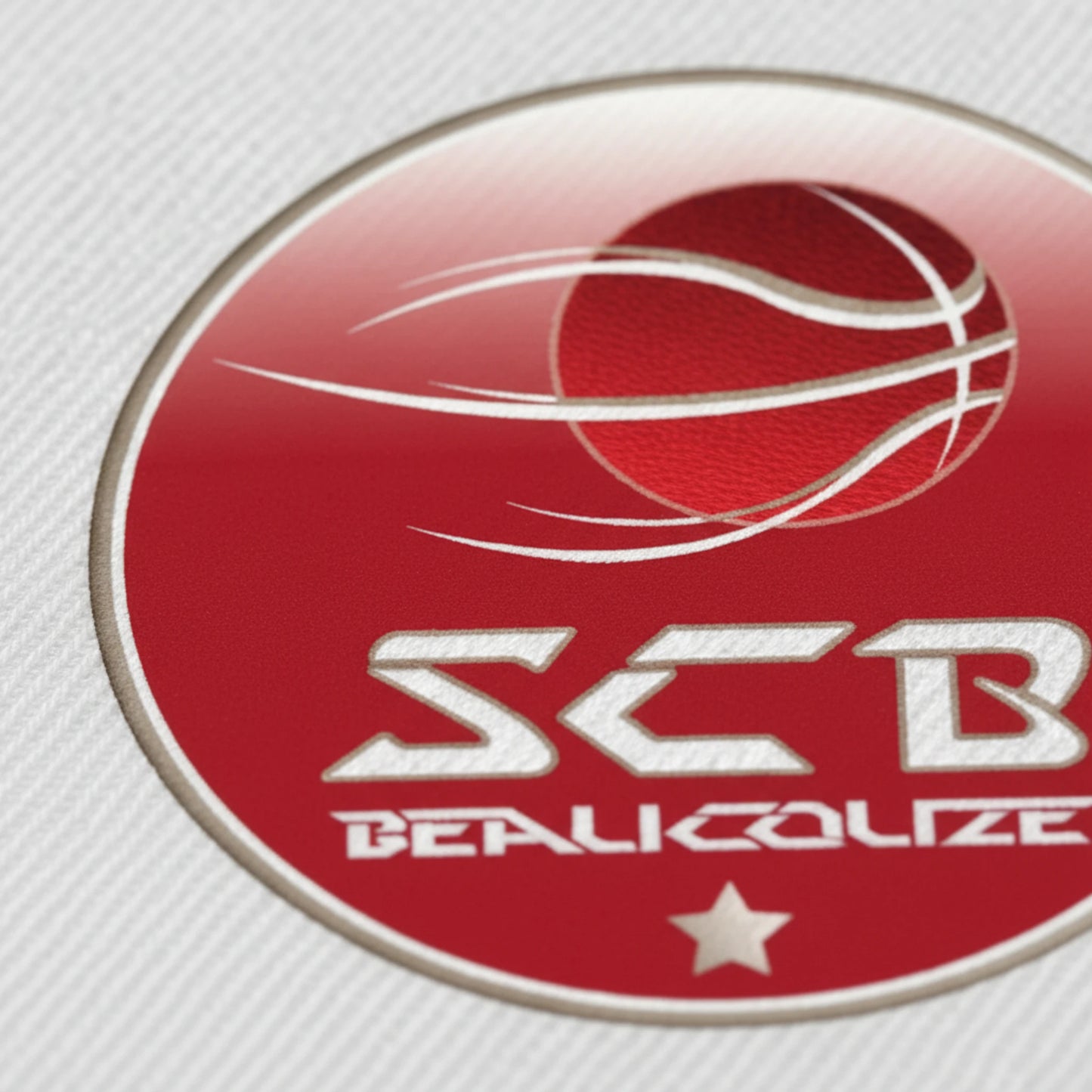 Détail broderie patch Sporting Club Beaucouzé Basket