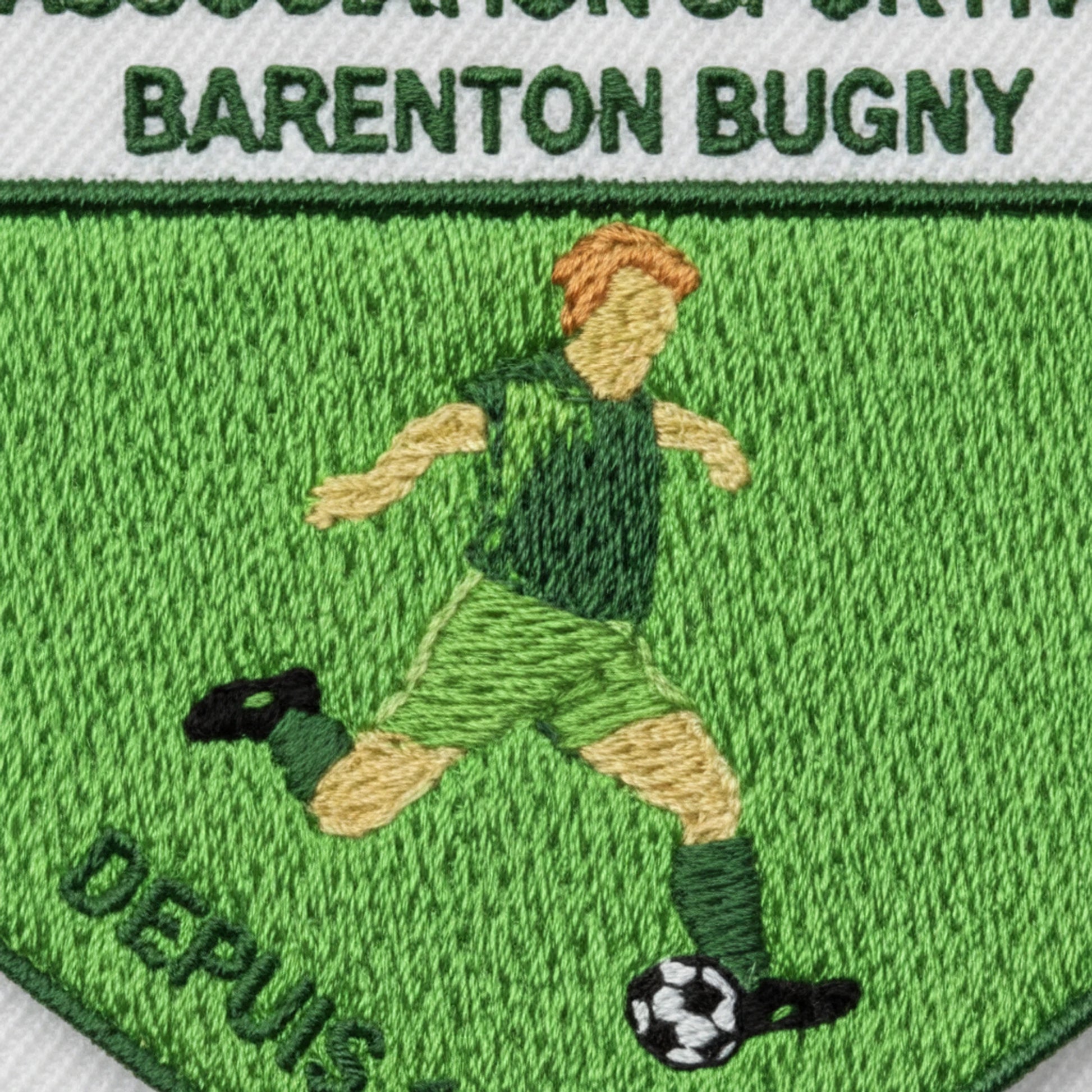 Détail broderie patch A.S. BARENTON BUGNY