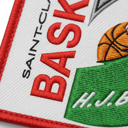 Détail broderie patch Haut Jura Basket St Claude