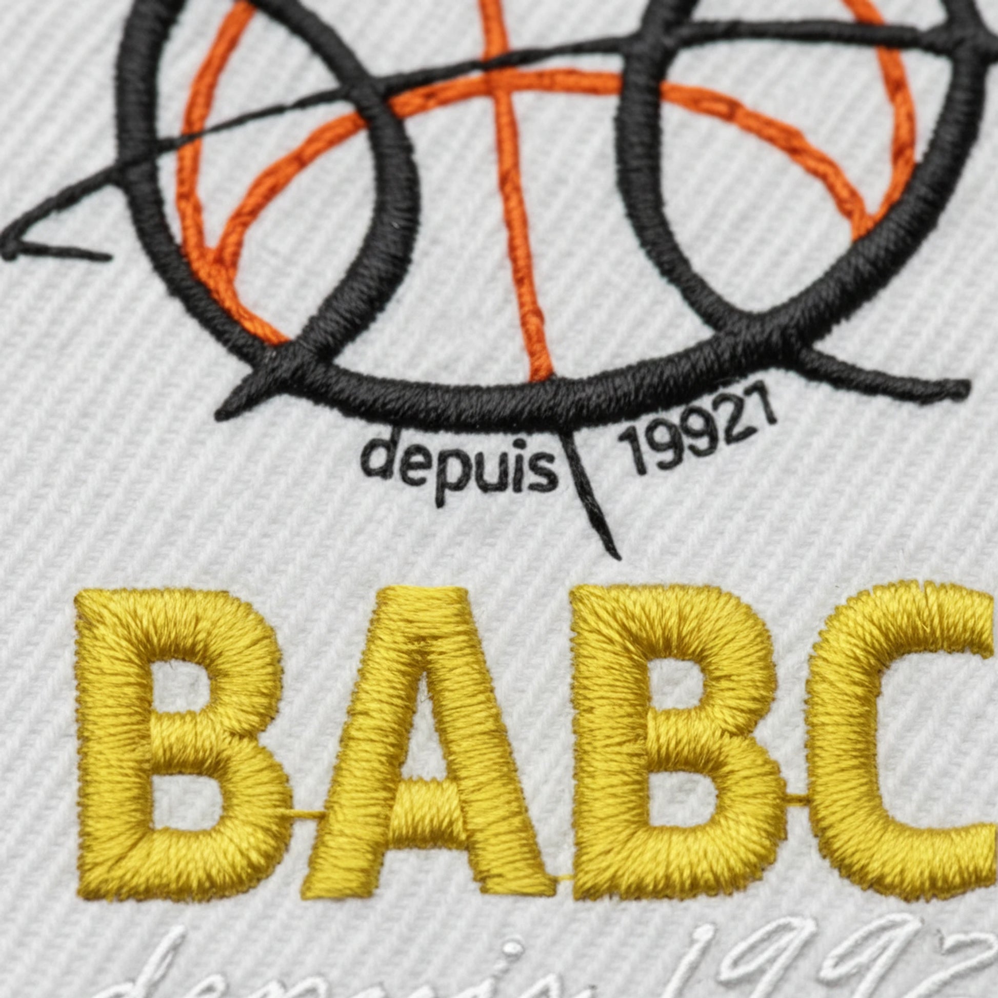 Détail broderie patch BAS Armagnac Basket Club