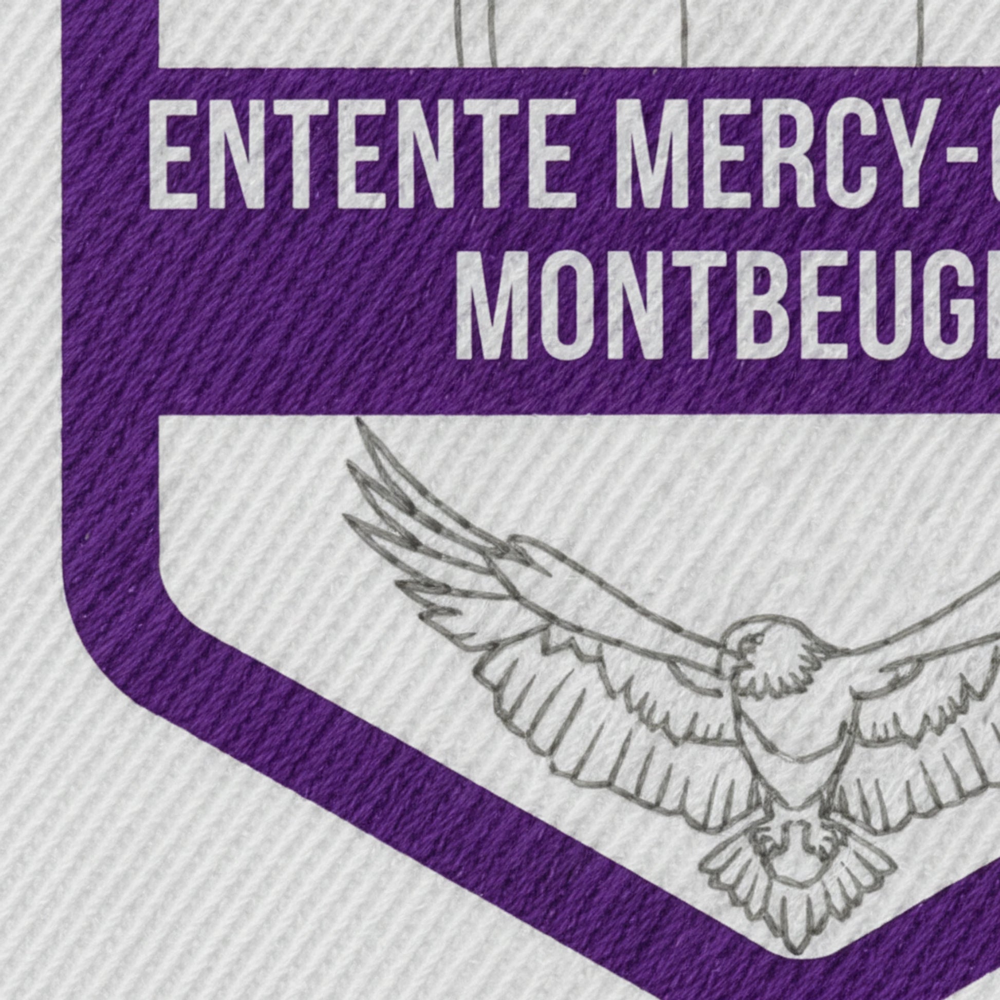 Détail broderie patch A.S. MERCY-CHAPEAU