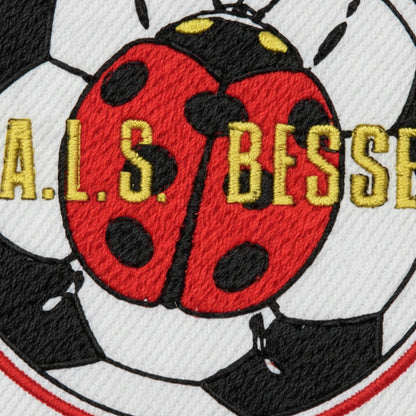 Détail broderie patch AM. LAIQ. S. DE BESSE EGLISENEUVE