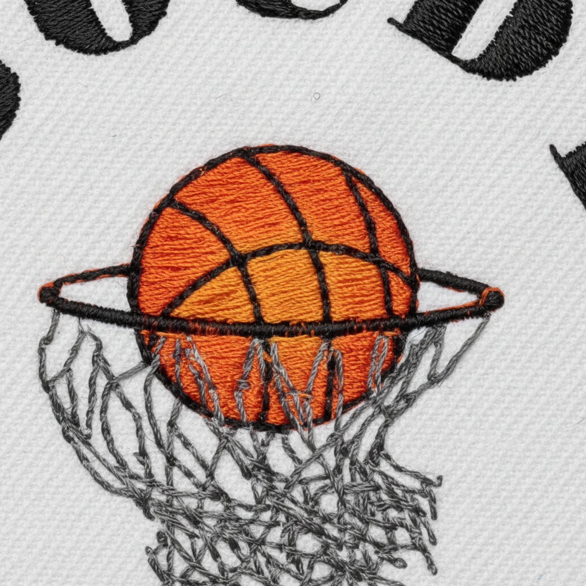 Détail broderie patch Boudy Basket Club