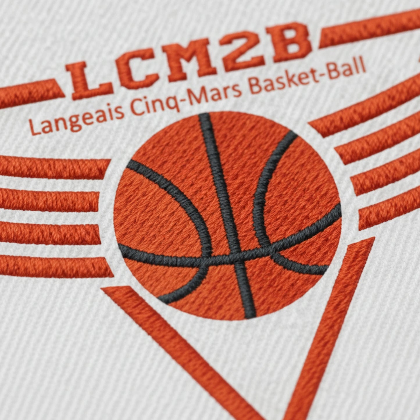 Détail broderie patch Langeais Cinq Mars Basket Ball