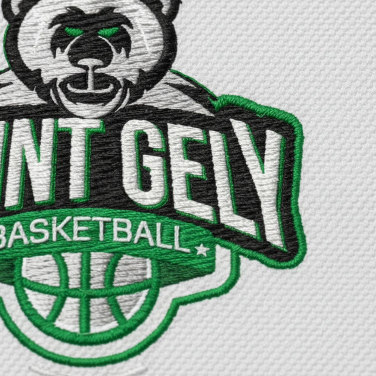 Détail broderie patch St Gely Basketball