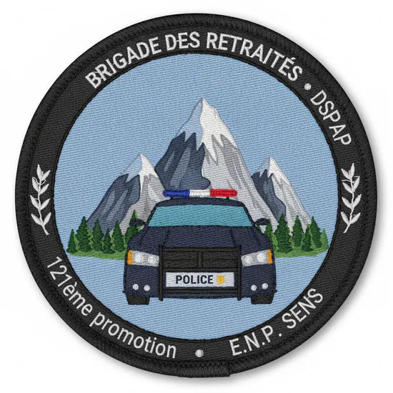 Patch Brodé BRIGADE DES RETRAITÉS 6.5 cm | PPATCH - Patch brodé personnalisé