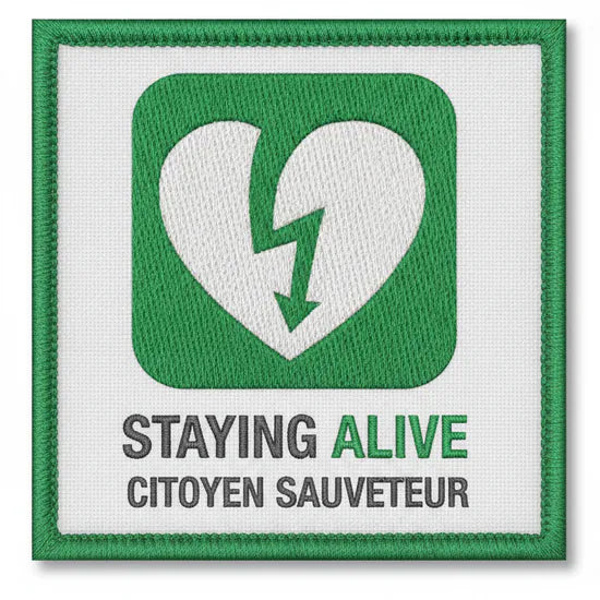 Patch Brodé STAYING ALIVE 6.5 cm | PPATCH - Patch brodé personnalisé