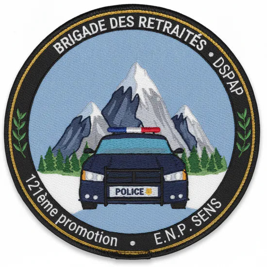 Patch Brodé BRIGADE DES RETRAITÉS 6.5 cm | PPATCH - Patch brodé personnalisé