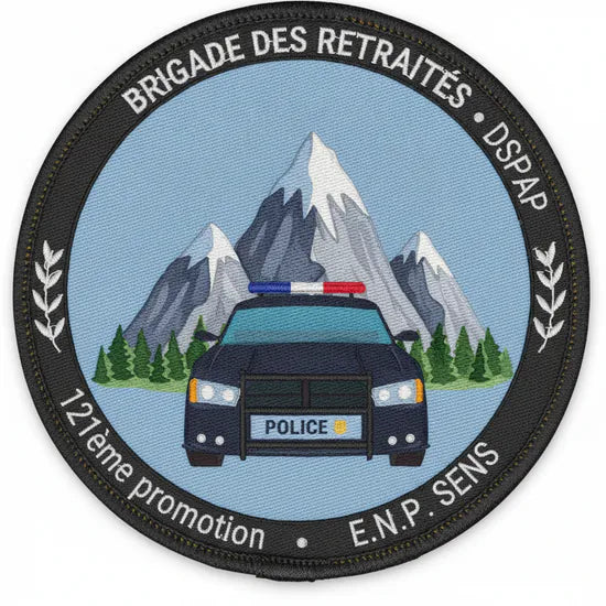 Patch Brodé BRIGADE DES RETRAITÉS 6.5 cm | PPATCH - Patch brodé personnalisé